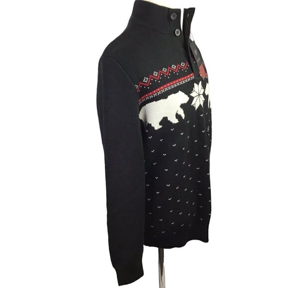 Chaps NWT Polar Bear Pullover Black Size L Fair Isle Snowflake Winter Christmas - Picture 4 of 10
